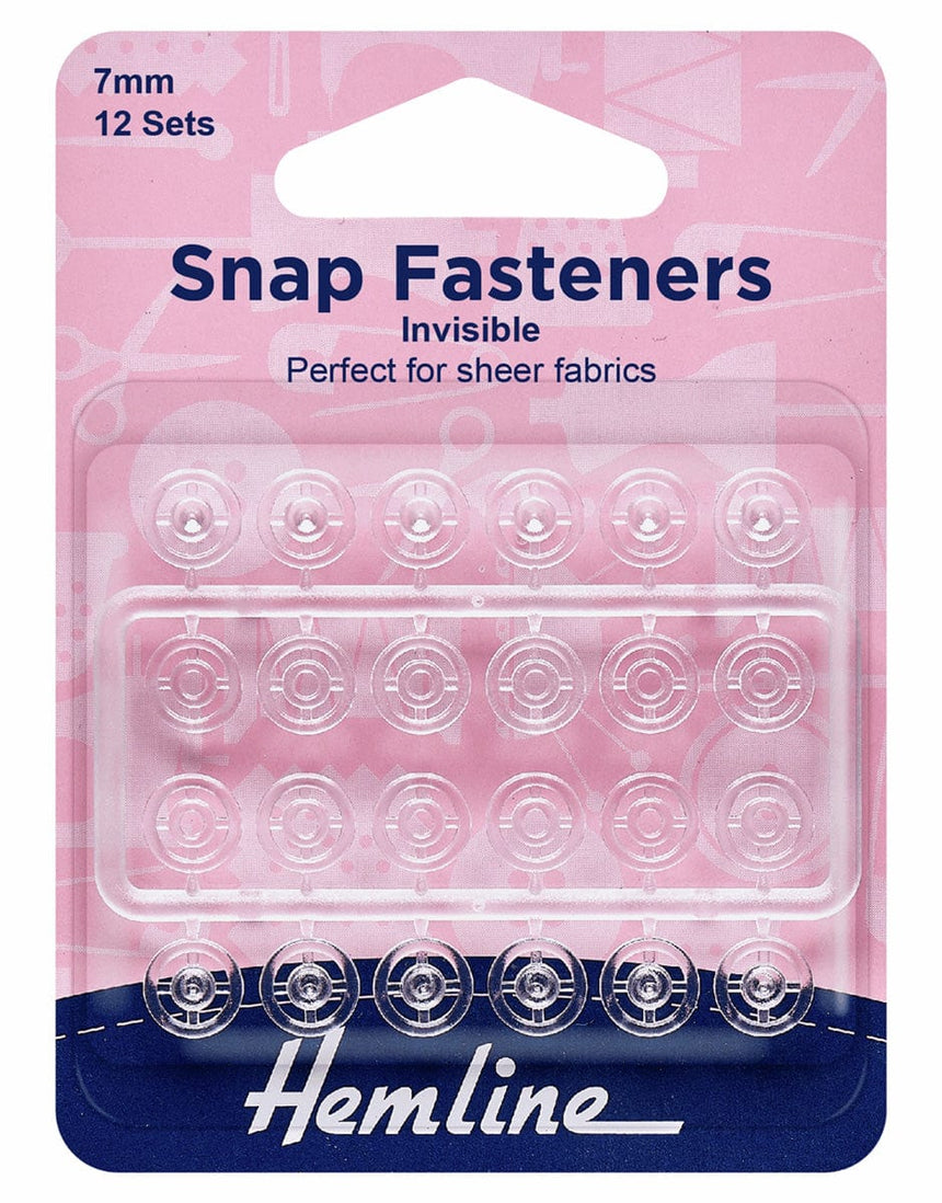 Hemline Fasteners Clear / 7mm Clear Plastic 7mm Sew On Snap Fasteners 9317385002491 9317385002491