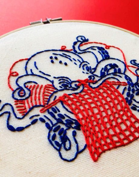 Hook Line & Tinker Embroidery Industrious Octopus Embroidery Kit, Hook Line & Tinker 11586