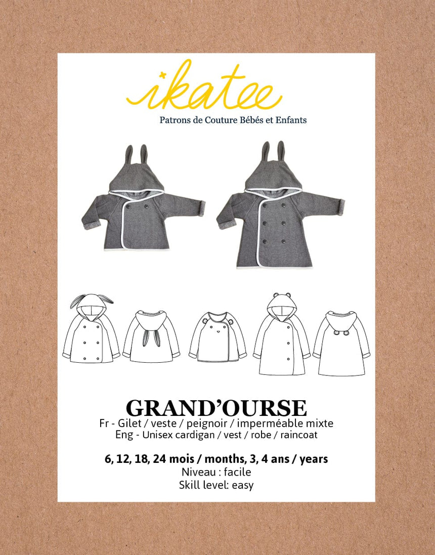 Ikatee Babies Clothing Grand'ourse Baby Cardigan Sewing Pattern (6m - 4y), Ikatee 3760278990102