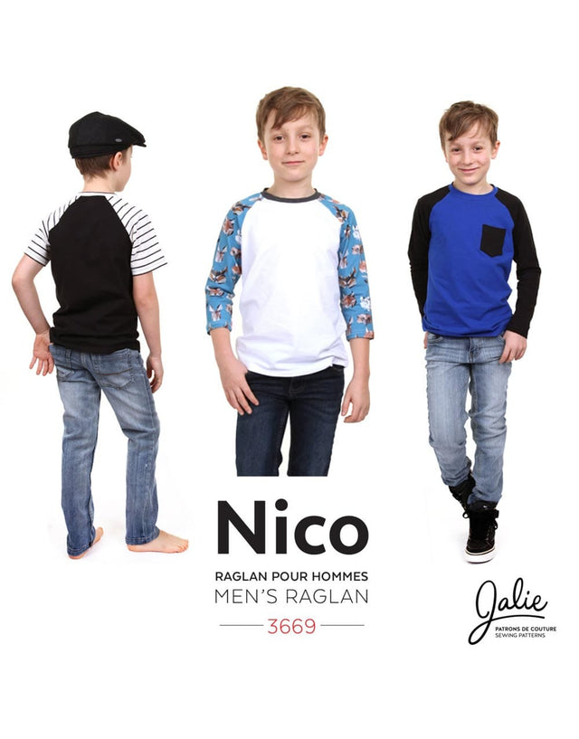 Jalie Tops Shirts & Blouses Nico Raglan T-Shirt for Boys & Men, Jalie Sewing Pattern 5003669