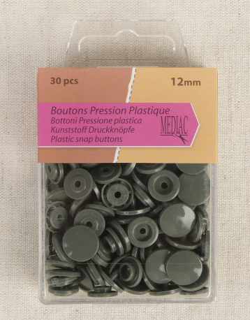 Not Specified Buttons Khaki Green Plastic Snap Buttons 12mm, Box of 30 pieces 3589721301698 3589721301698