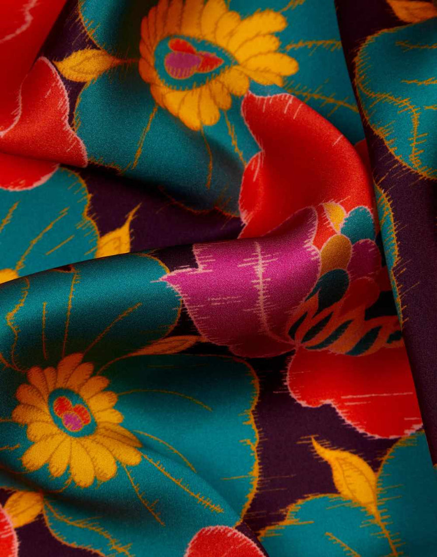 Liberty Fabrics Belgravia Silk Satin Ikat Anemone A