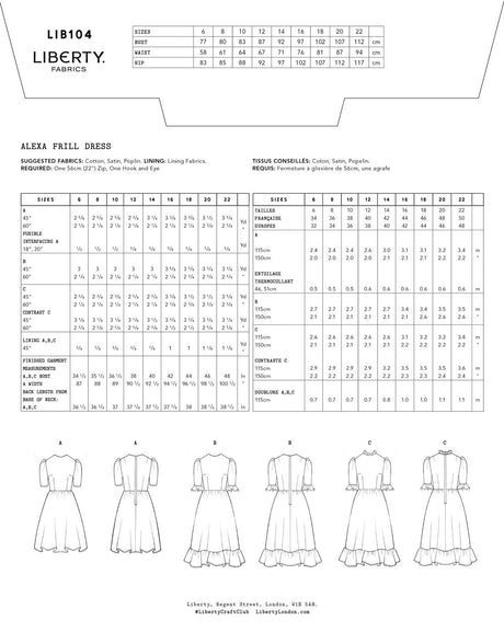 Liberty Fabrics Dresses Alexa Frill Dress Sewing Pattern, Liberty Fabrics 10698