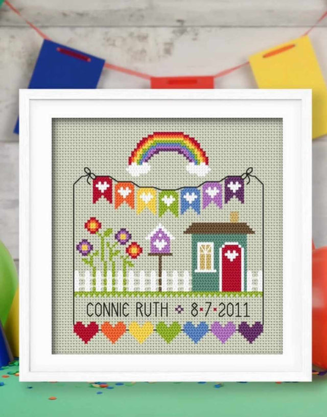 Little Dove Designs Cross Stitch Rainbow Birth Sampler Cross Stitch Kit 13326