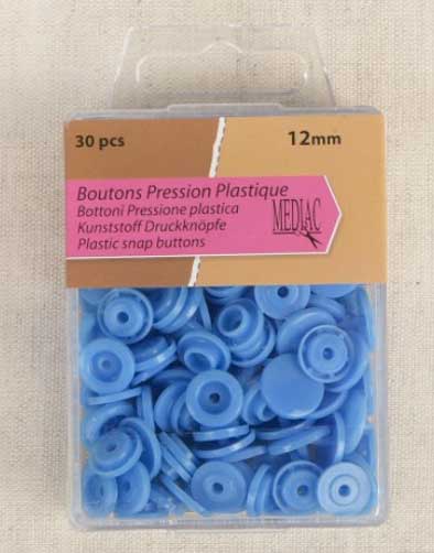 Not Specified Buttons Light Blue Plastic Snap Buttons 12mm, Box of 30 pieces 3589721299865 3589721299865