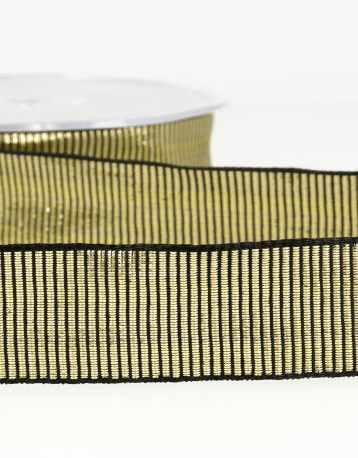 Not Specified Metallic Ribbon Black & Gold Metallic Gros Grain Ribbon 25mm 15706