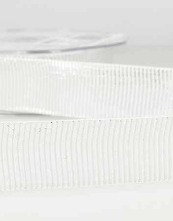 Not Specified Metallic Ribbon White & Silver Metallic Gros Grain Ribbon 25mm 15704