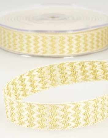 Not Specified Metallic Ribbon Cream & Gold Metallic Gros Grain Ribbon 25mm 15713