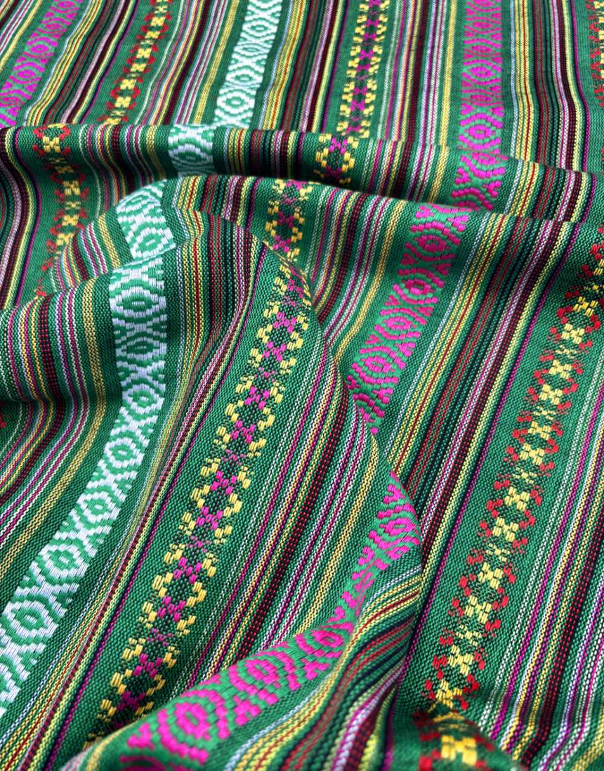 Green Mexican Striped Fabric