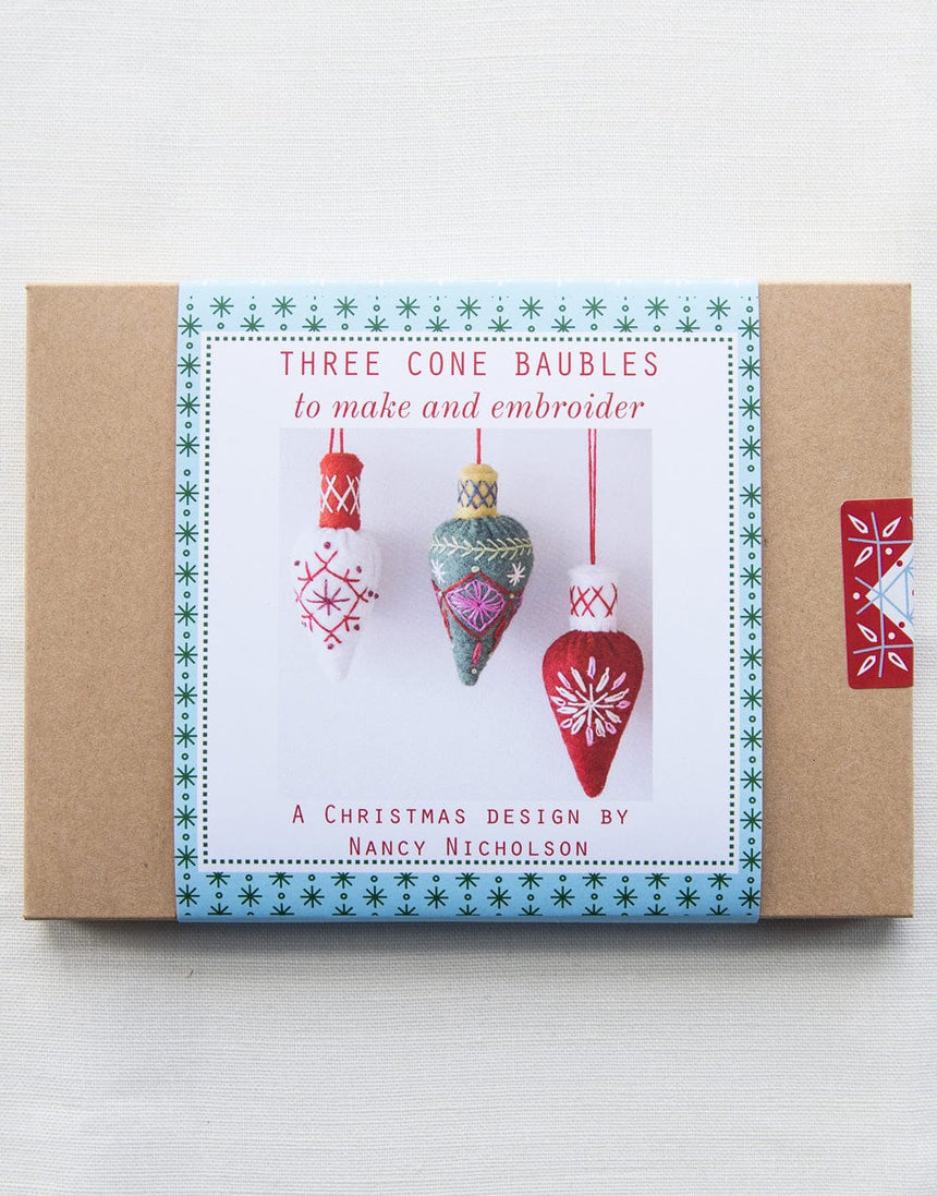 Nancy Nicholson Embroidery Three Cone Baubles, Christmas Embroidery Kit by Nancy Nicholson 87625506