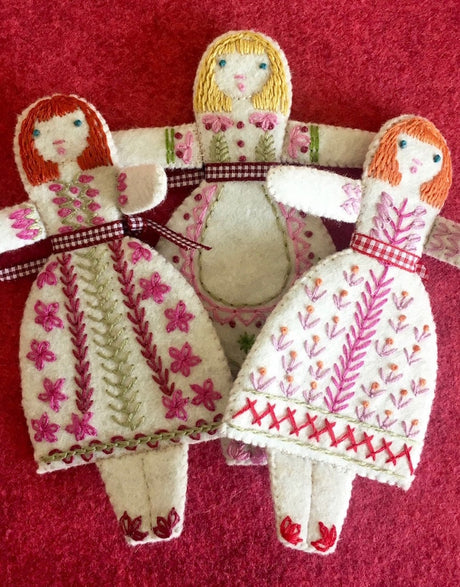 Nancy Nicholson Embroidery Three Little Folk Dolls Embroidery Kit, Nancy Nicholson 21109