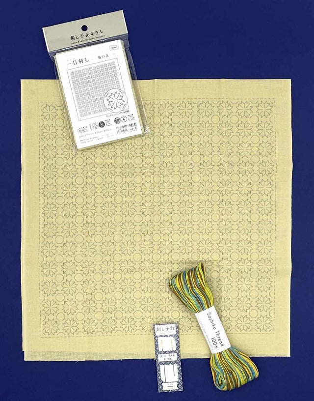 Not specified Sashiko Kit Chrysanthemum (Kiku) Hitomezashi Sashiko Sampler Kit 13143