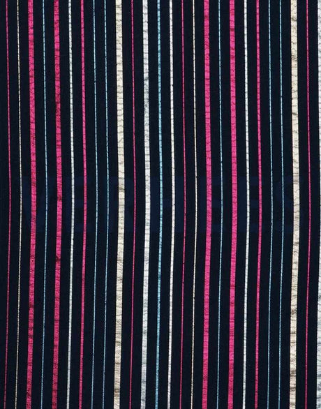 Not specified Cotton Black / Stripes Navy Cotton Lurex Stripe Fabric 14952