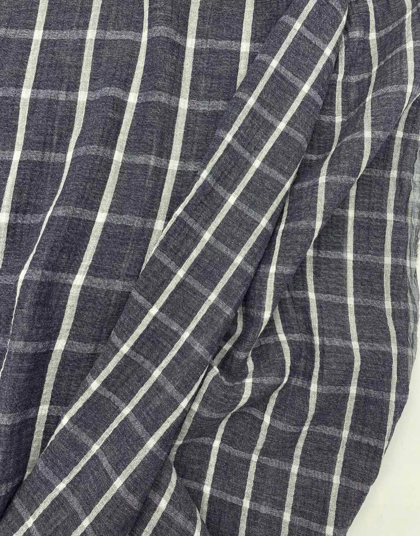 Not specified Double Gauze Navy / Checks Navy Check Cotton Double Gauze Double Sided Fabric 14953