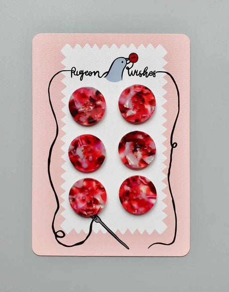 Pigeon Wishes Buttons 25mm Cherry Bomb 25mm Buttons, Set of 6 15912