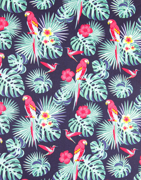 Not Specified Cotton Poplin Green / Animals Birds & Nature Tropical Parrots, Printed Cotton Fabric 04402210