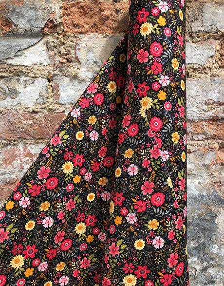 Not Specified Cotton Poplin Black / Floral Bright Autumnal Floral Printed Cotton Fabric BrightAutumnalDefaultTitle