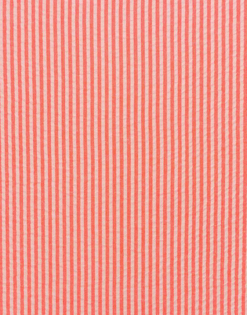 Orange Striped Seersucker Cotton Fabric