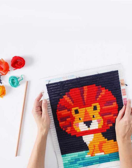 Sozo Children's Craft Kits Lion Wall Art Needlepoint Kit, Sozo DIY 608631393418 608631393418