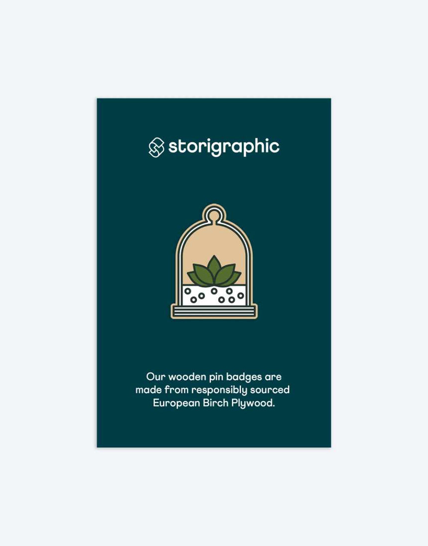 Terrarium Wooden Pin Badge, Storigraphic