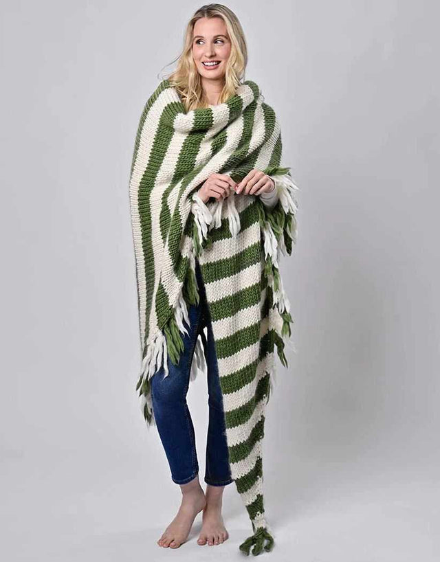 Wool Couture Knitting Kit Breton Stripe Merino Wool Wrap Knitting Kit, Wool Couture 15856